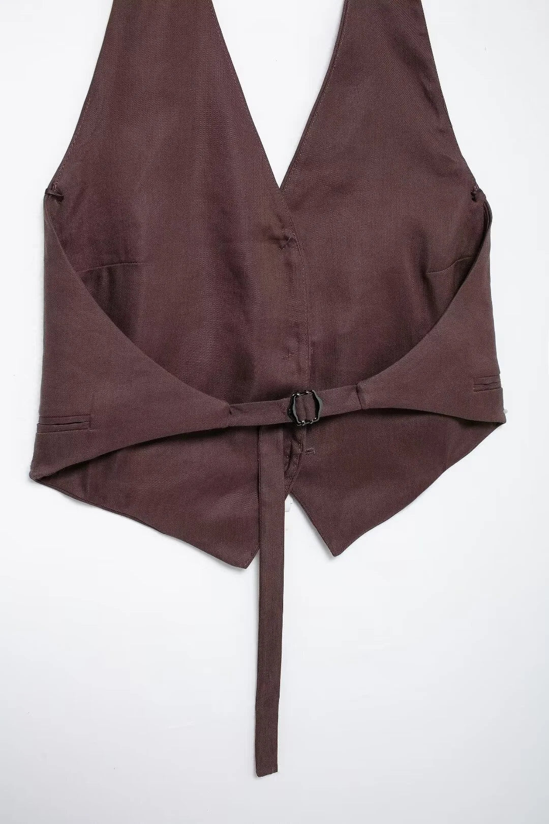 KONDALA Vintage Chic Women Suit Solid Halter Backless Vest Straight Button Loose Pants Fashion 2025 Autumn Office Lady Set