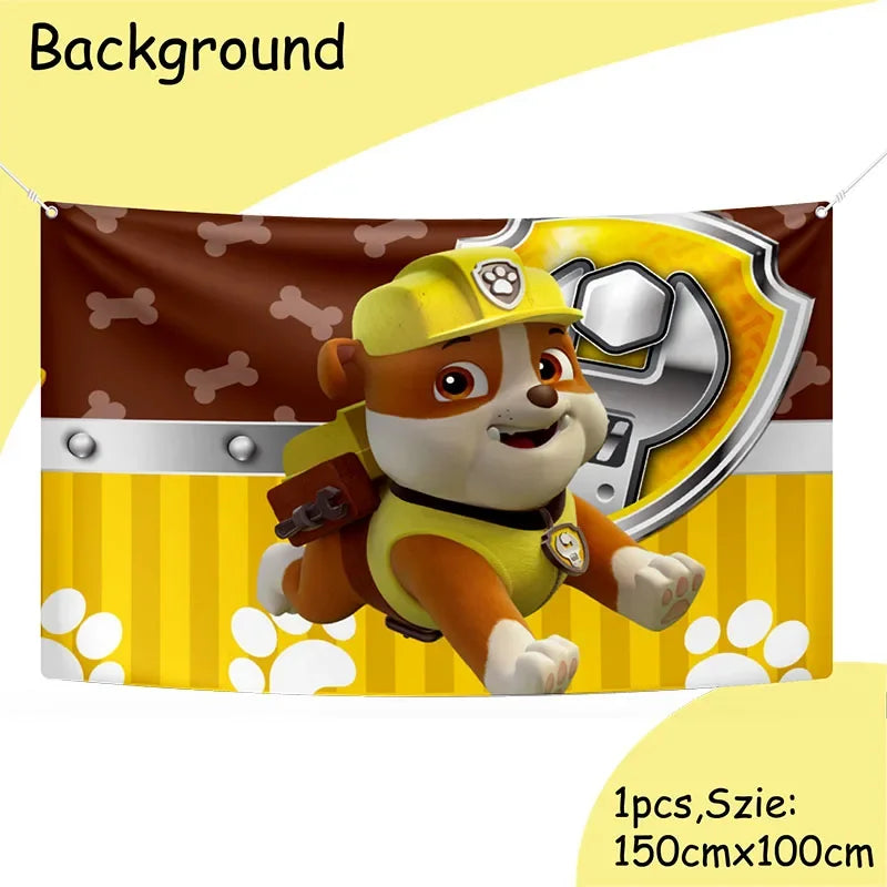 paw patrol rubble theme animals party supplies decorations kids birthday disposable tableware plate tablecloth party theme favor