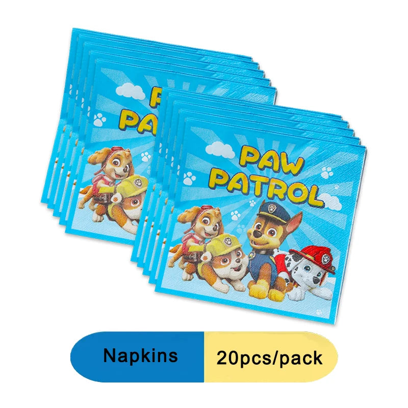 Paw Patrol Birthday Decoration Tableware Tablecloth Children Gift Candy Box Backdrop Dog Balloon Party Favors For Kids Birthday
