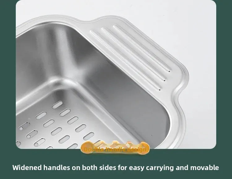 304 Stainless Steel Sink Rack - Extendable Dish Drainer for Plates, Fruits & Vegetables | Heavy-Duty Kitchen Drain Basket