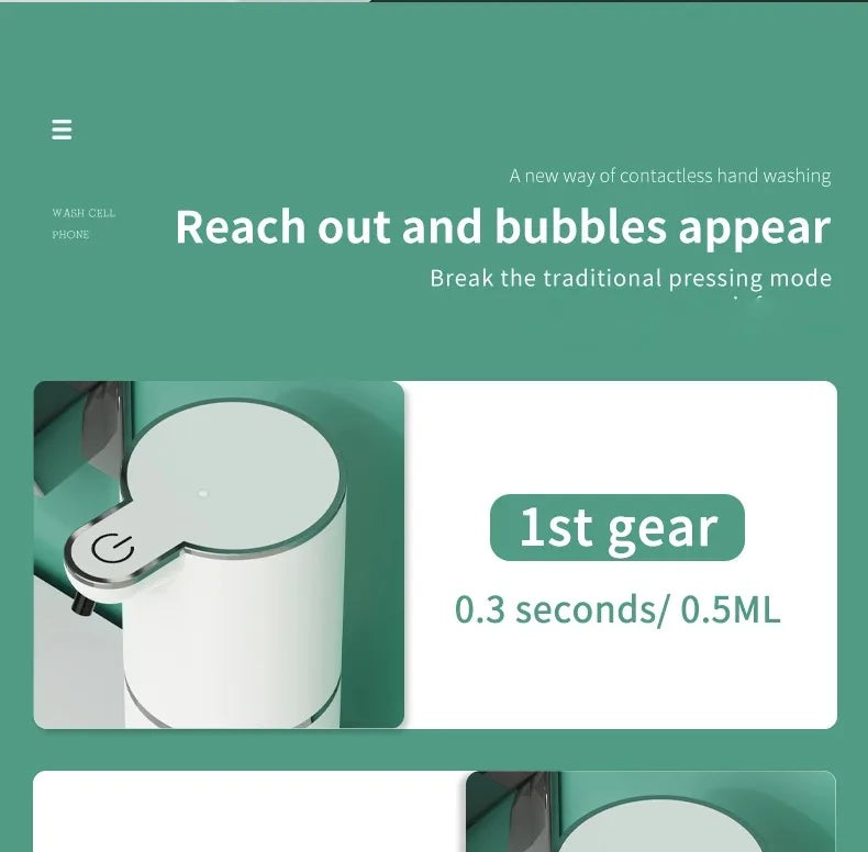 380ML Desktop Wall-Mounted Light Display 4-Levels Adjustable Electric Infrared Automatic Sensor Kitchen Bathroom Soap Dispenser