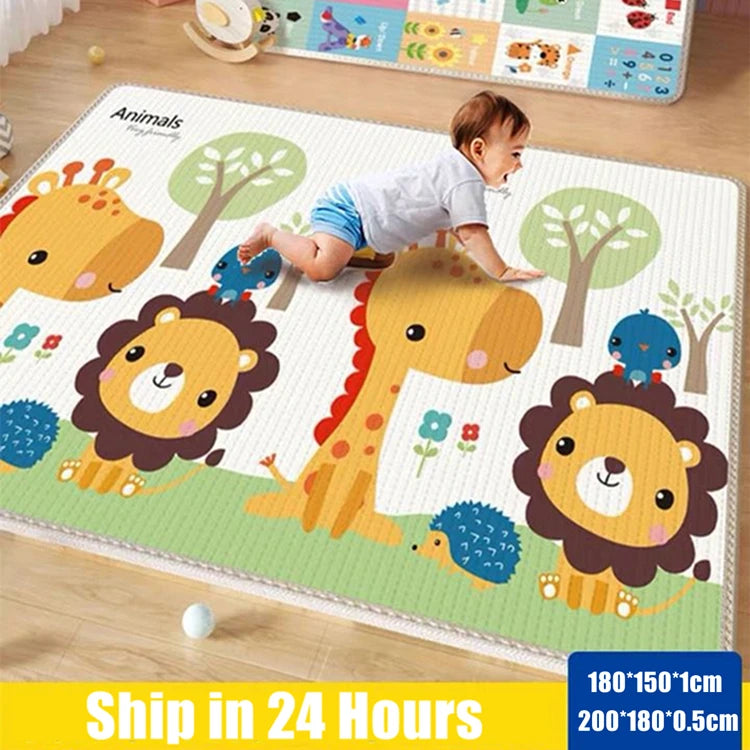 New 1CM EPE Crawling Play Mats Baby Activity Gym Folding Carpet Baby Game Mat for Children's Safety Mat Rug Non-toxic 200x180cm