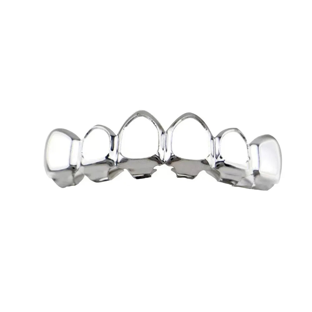 RACHELZ Hip Hop Gold Plated Teeth Grillz Fashion Top Bottom Hollow Tooth Cap Dental Grills For Men Women Jewelry Party Gift