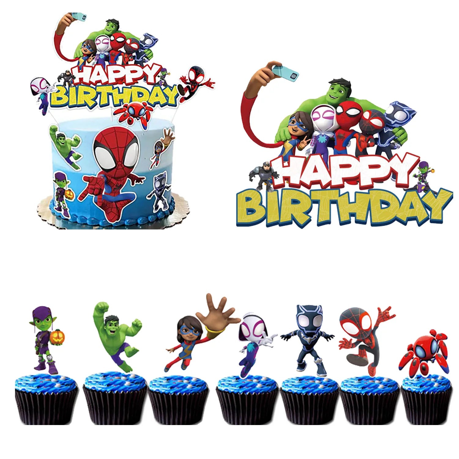 Spidey And His Amazing Friends Birthday Decoration Cake Topper Party Favor for Kids Boys Baby Shower Party Supplies