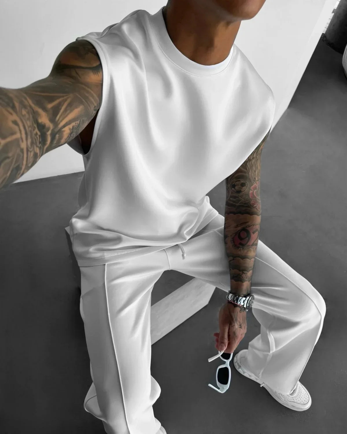 Tenue de sport unie d'été sans manches collection 2025