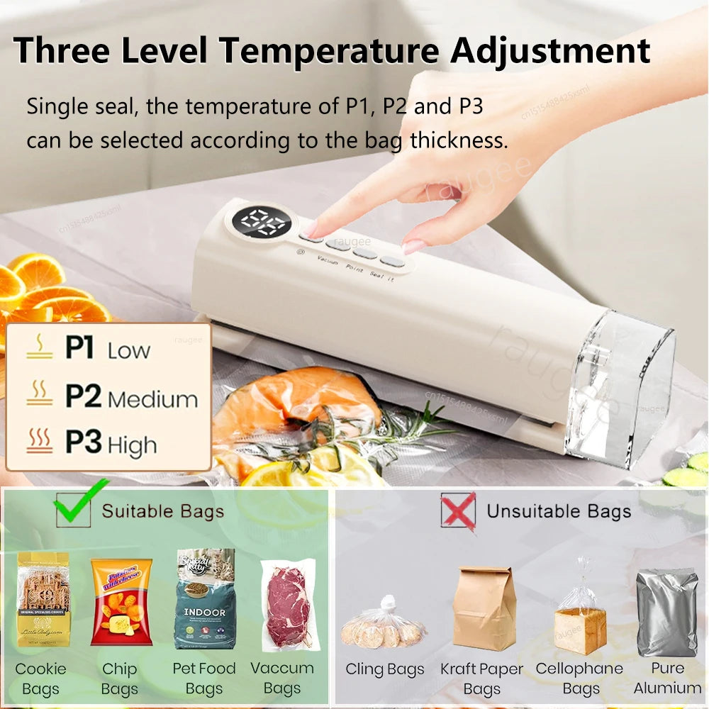 Vacuum Sealer Mini Wireless Food Vacuum Sealing Machine USB Rechargeable Automatic Plastic Bags Sealer For Household Use