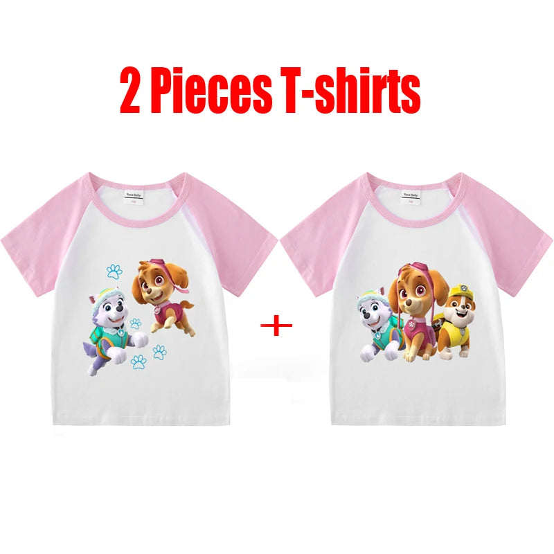 Children's PAW Patrol T-Shirt Kids Clothes Boys Girls Summer Cartoon Tops Short Sleeve Clothes 100% Cotton Baby Clothing