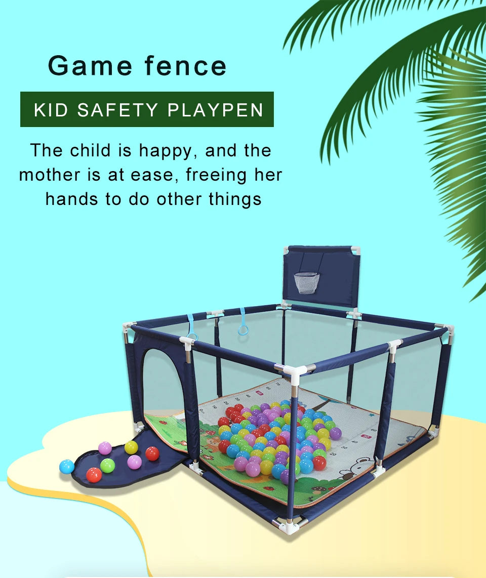 IMBABY Baby Playpen Square Baby Playground with Basketball Board Activities for Baby Large Child corral Safety Barriers Fence