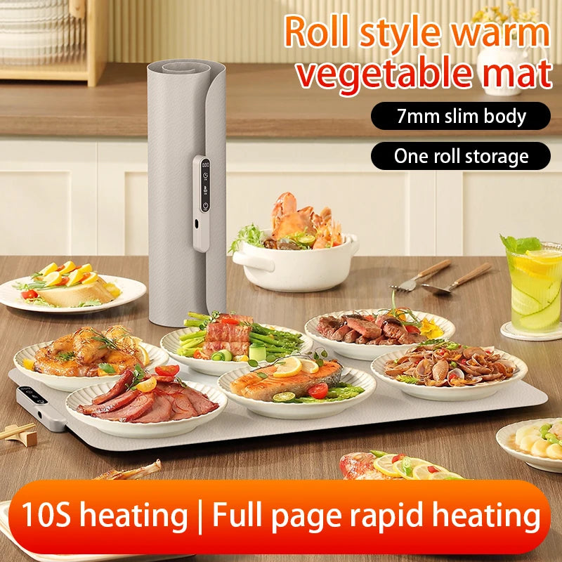 Electric Warming Tray Food Warmer Plate Foldable Portable Smart Food Fast Heating Mat Electric Warming Tray Food Warming Board