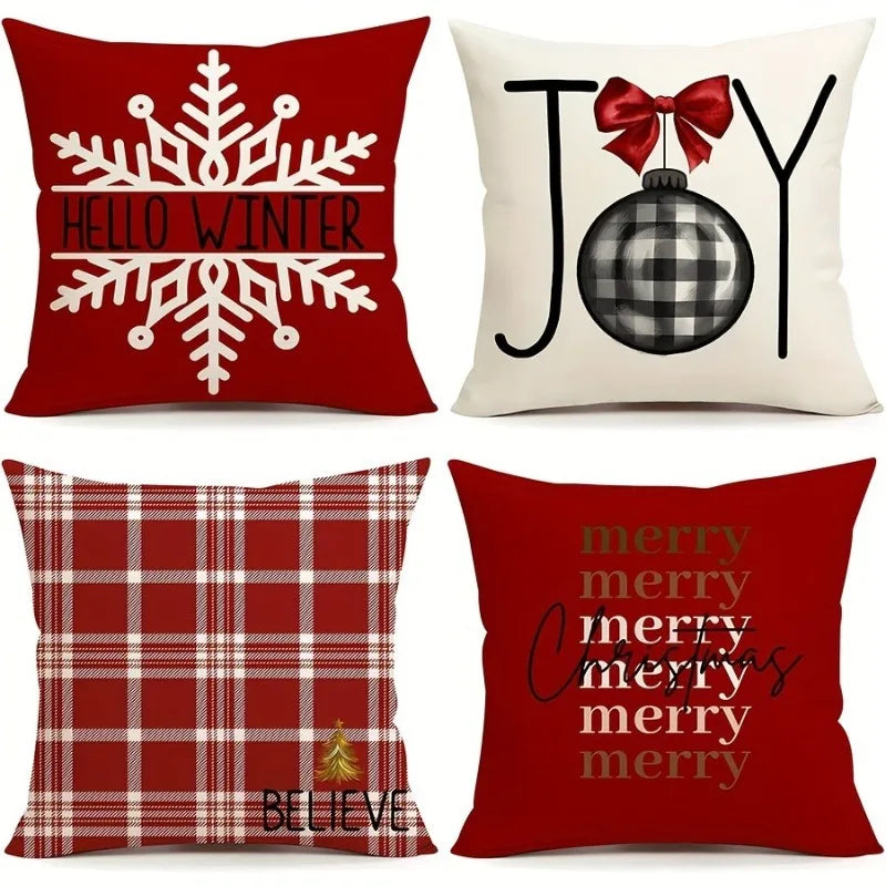 Christmas Pillow Cover Holiday Decoration Preferred 18x18 inches Skin-friendly and soft Multiple patterns Sofa Home Decoration