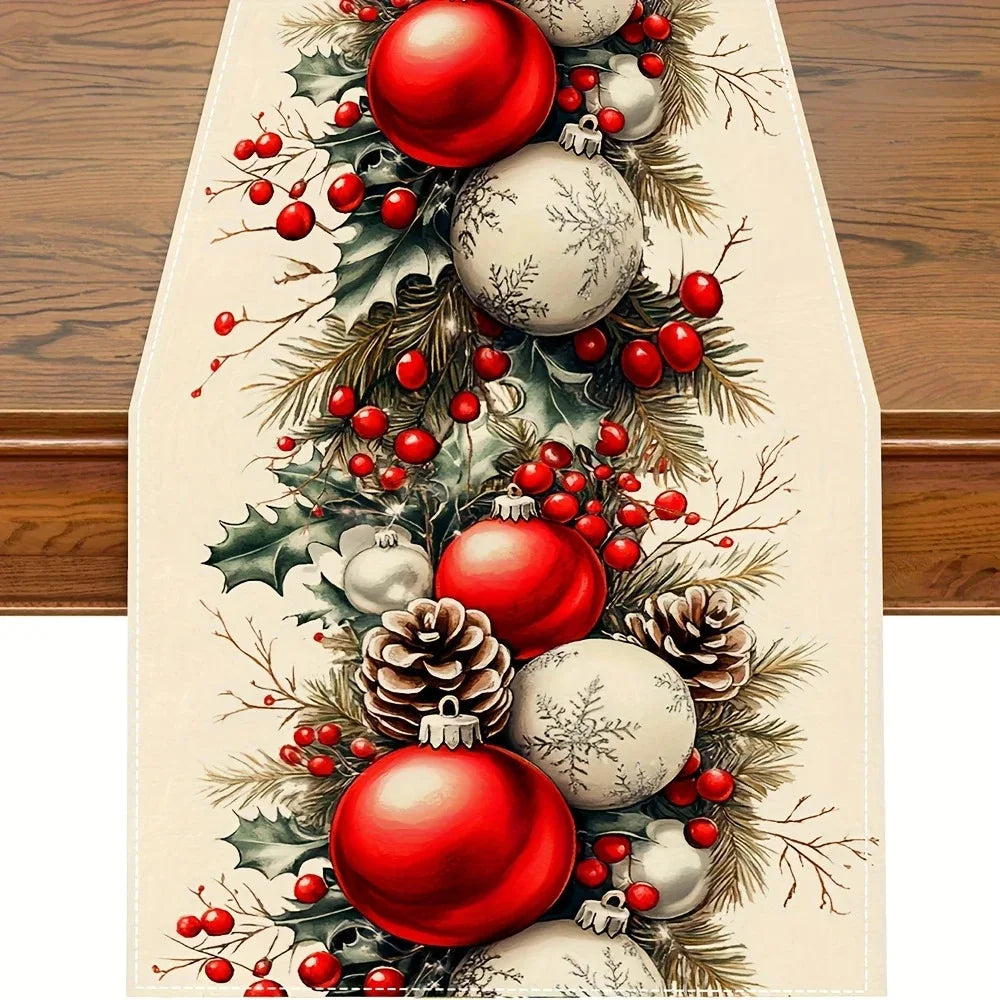 Santa Claus Table Runner Living Room and Bedroom Backdrop Decoration Fabric, Christmas Home Soft Decoration