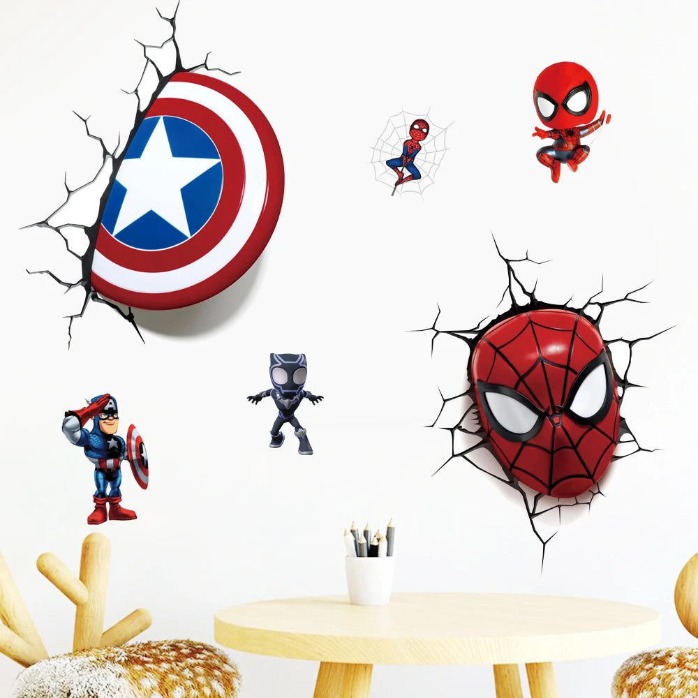 3D superhero spider wallpaper stickers for children's rooms, boys' bedrooms, self-adhesive home wall decorations, vinyl stickers