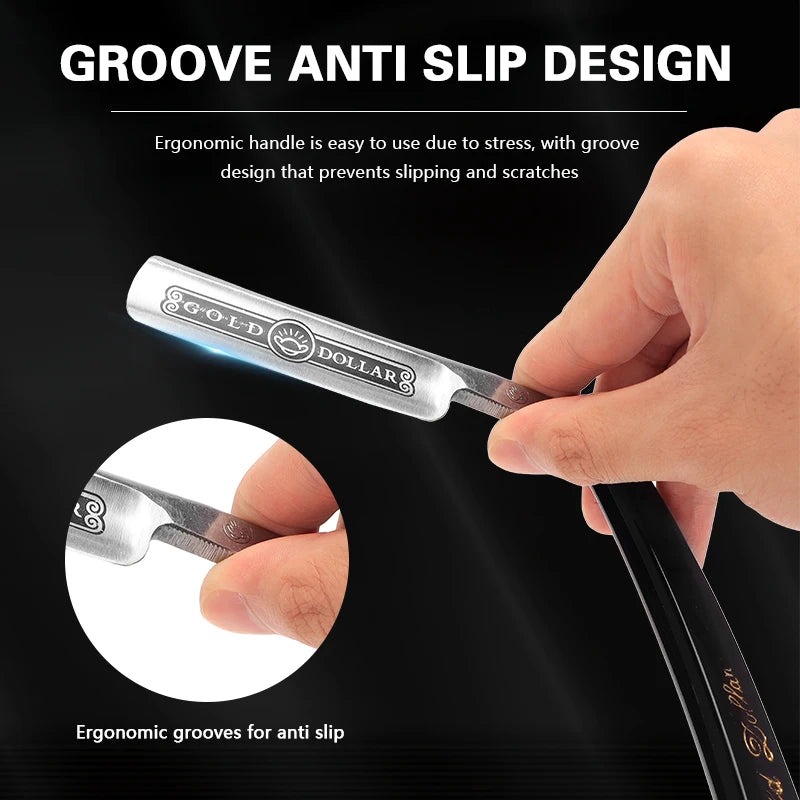 Rasoir droit manuel classique pliant en acier inoxydable