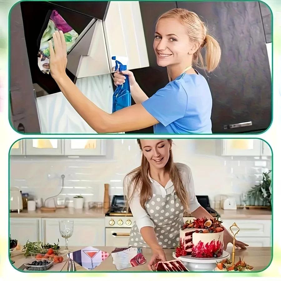 6PCS Kitchen Absorbent Printed Towels Dishcloth Hand Towel Cleaning Scrubber for Tableware Washing And Cleaning