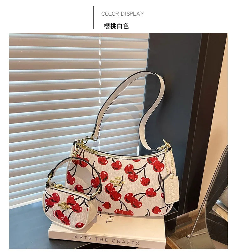 2025 Latest! Modern Vintage Cherry Crossbody - Mahjong - Style Chain Bag, Shoulder/Underarm Design, Women's Light Luxury