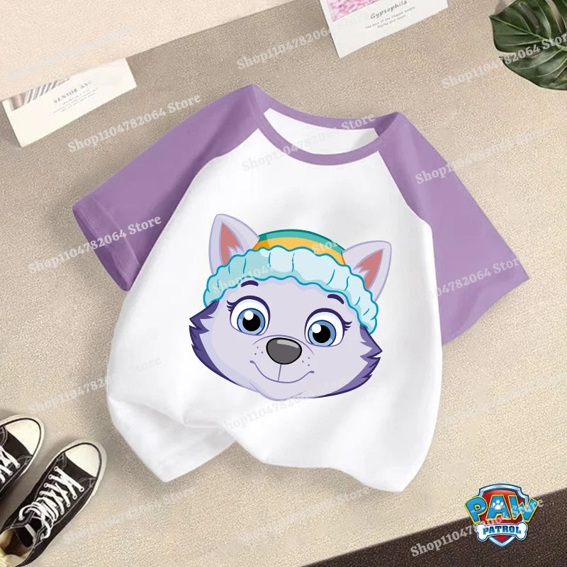 PAW Patrol T-shirt Children Clothing Chase Skye Cartoon Anime Short Sleeve Boy Girl Kawaii Fashion Tee Cute Kid Home Clothes Top