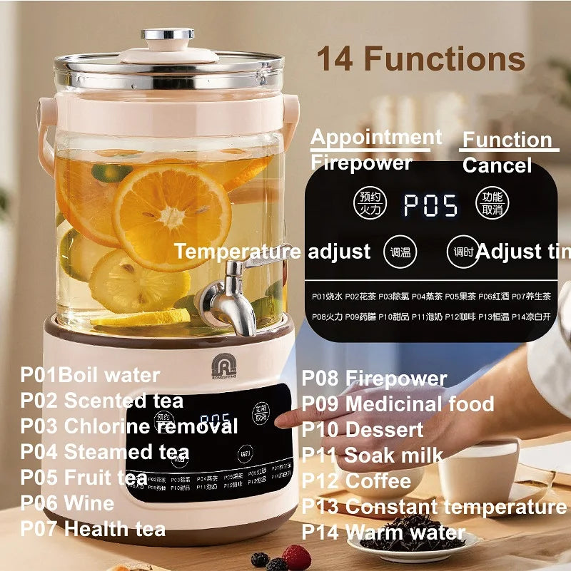 3L Electric Kettle Smart Tea Brewer Large Capacity Office/Commercial Faucet Fruit Tea Bucket Thermostatic Kettle Multi-functiona