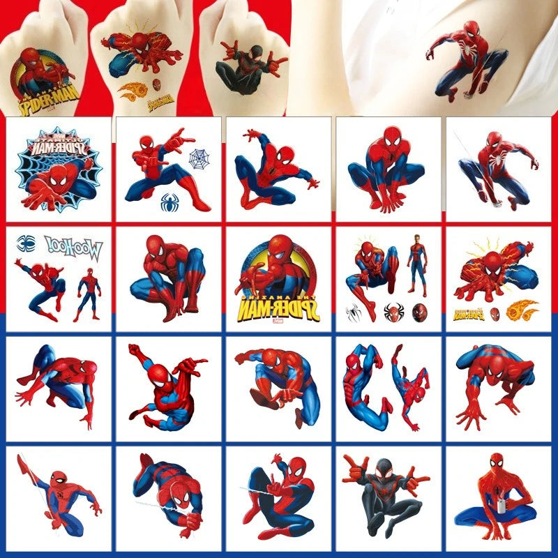 20Pcs/Set SpiderMan Tattoo Stickers Waterproof Cute Sticker Funny Cartoon Kids Girls Christmas Birthday Gift Reward Toy