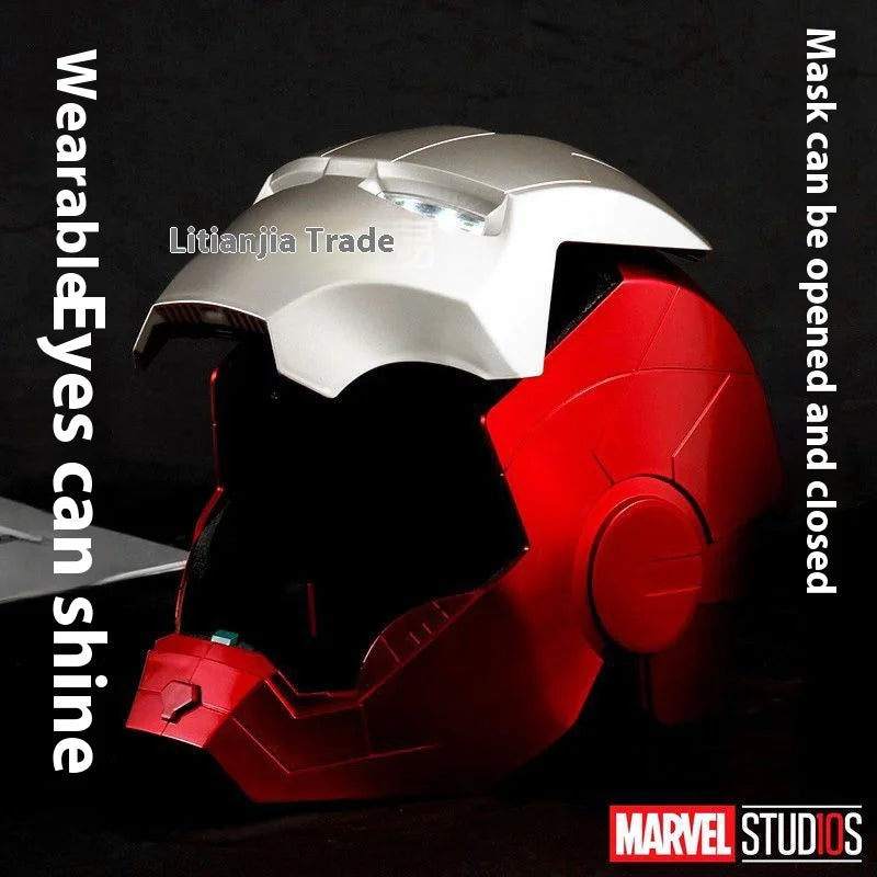 Marvel Iron Man Helmet Mk Jarvis Wearable Automatic Opening And Closing Hood Deformable Luminous Hood Mechanical Arm Toy Gifts