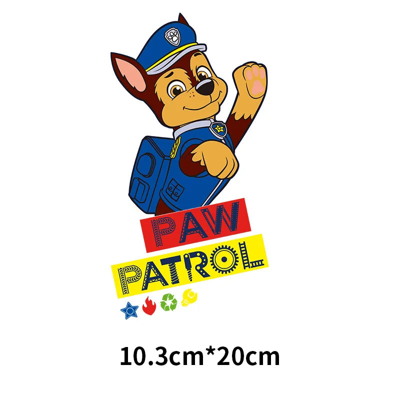Cute Paw Patrol Patches for Clothes Children Clothes Sticker Diy Hoodies T-Shirt Heat Press Appliqued Iron Sticker