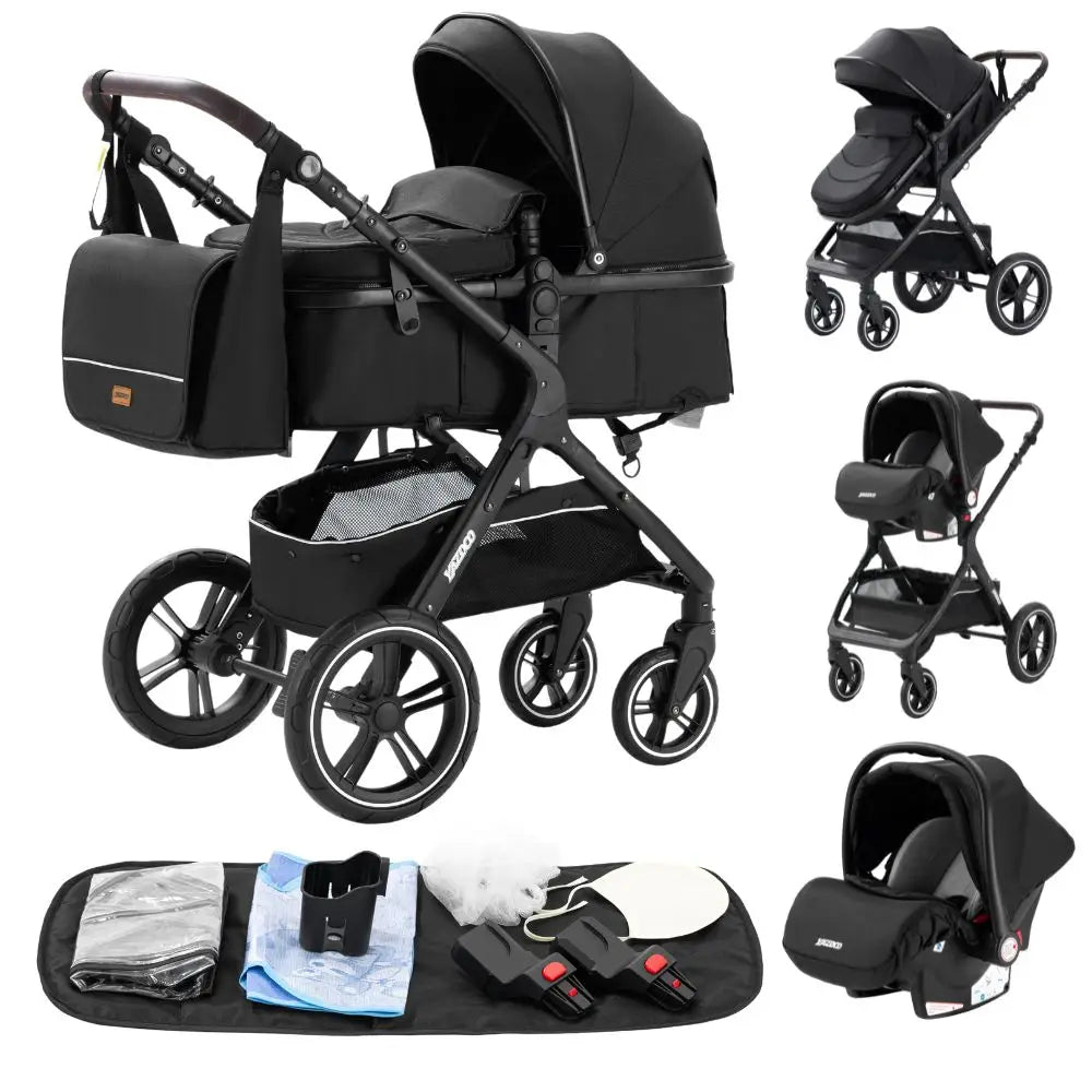 Poussette bébé 3-en-1 compacte, siège auto pour bébé, système de voyage portable pour bébé, poussette légère, poussette bidirectionnelle