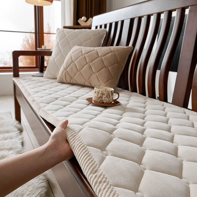 Velvet Solid Wood Sofa Cover Four Season Universal Solid Color Non-Slip Sofa Cushion Sofa Towel Home For Living Room Decoration