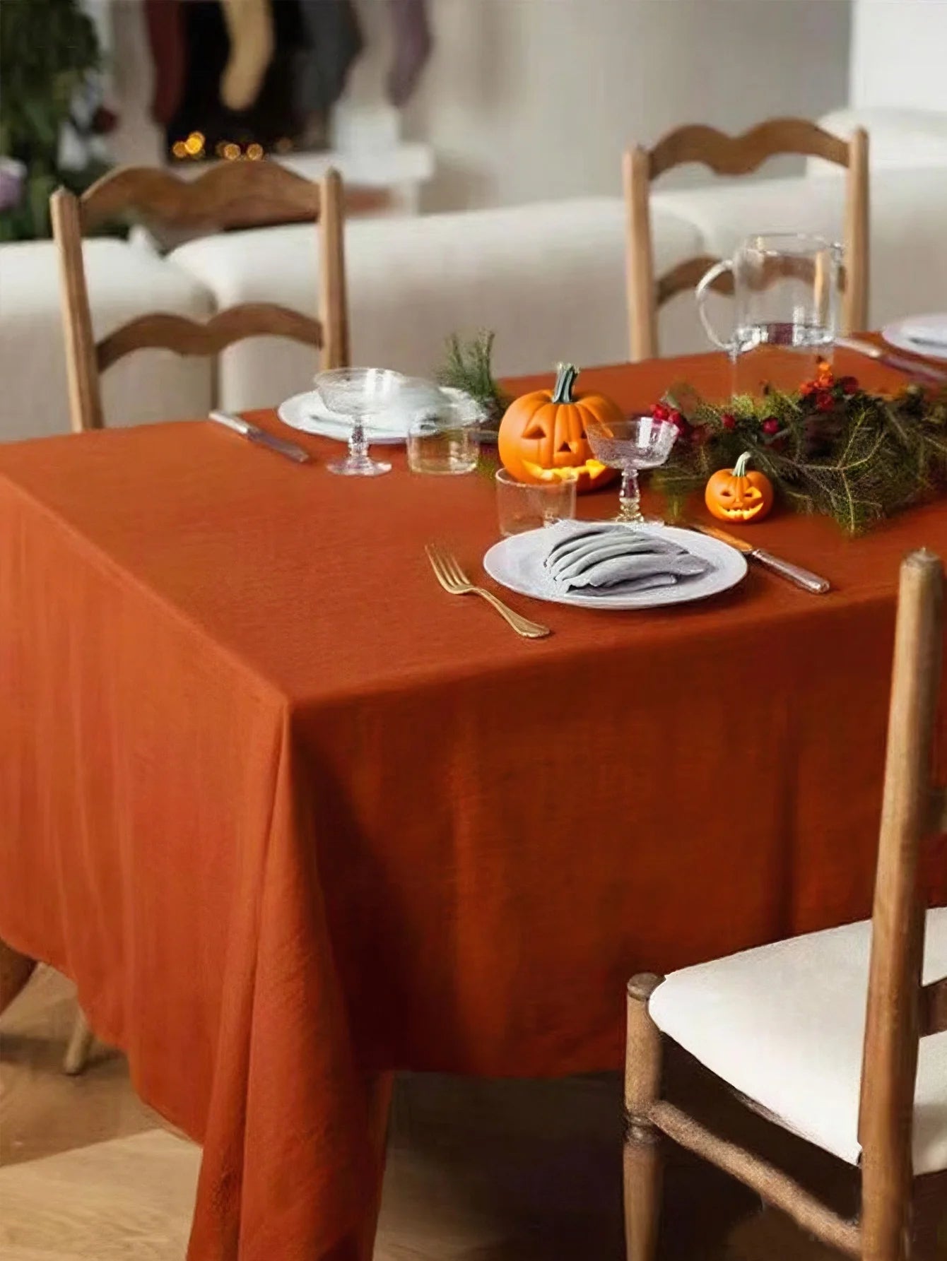Halloween orange tablecloth dining table square picnic cloth coffee table round table long dining table daily home decoration