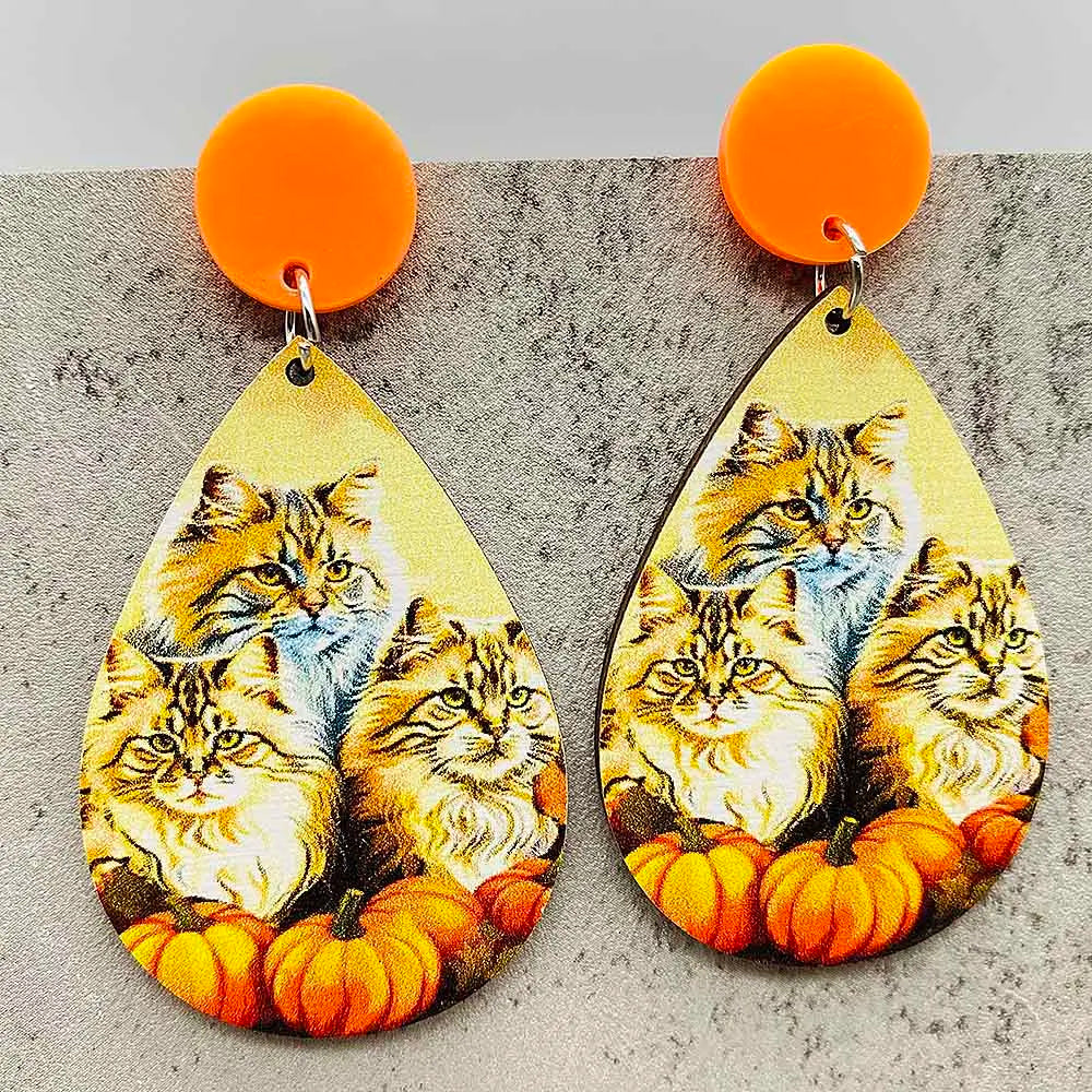 New Autumn Baseball Wooden Earrings Turkey Turquoise Pineapple Pumpkin Truck Vintage Earrings for Women Thanksgiving Gifts