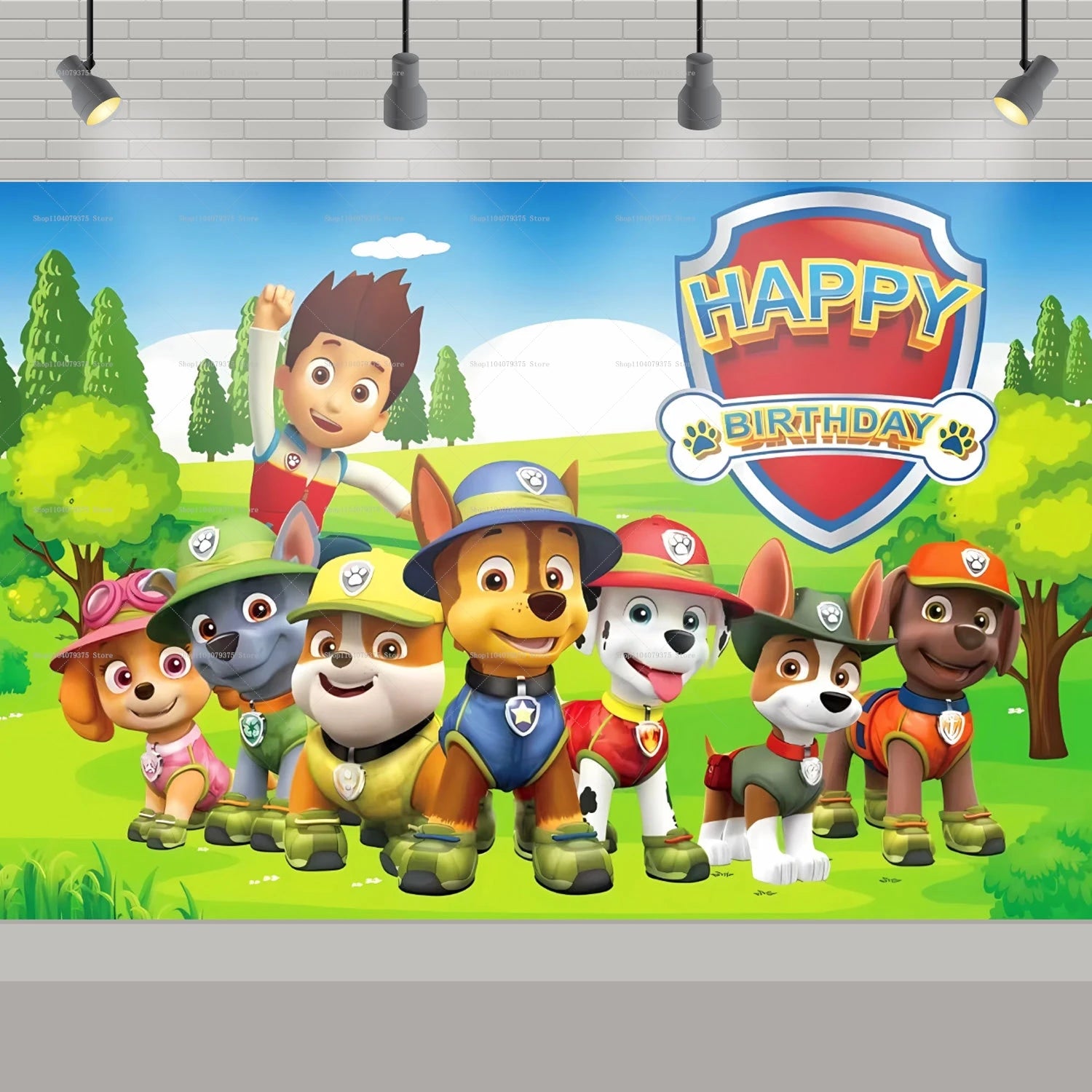 Paw Patrol Background Decoration Girl Children Birthday Party Photography Background Paw Patrol Banner Like Dog Decoration