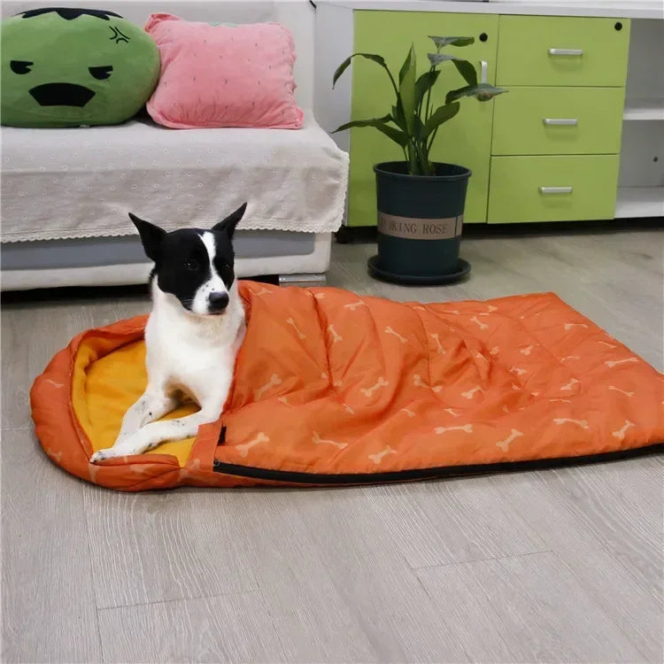 Dog Sleeping Bag Bone Pet Sleep Mat Outdoor Camping Warm Kennel Pad Dog Bed Blanket dog beds for medium dogs pet supplies puppy