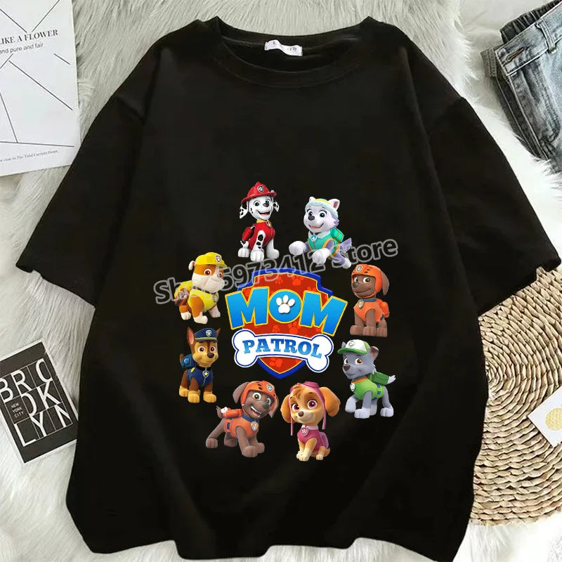 Paw Patrol T Shirts Mom Dad Cotton Tee Summer Short Sleeve Men Women Family Matching Clothes PAPA MAMA Birthday Party Funny Gift