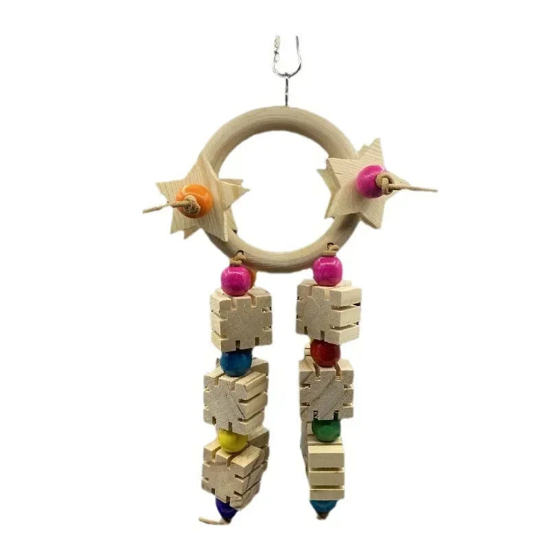 Parrot Toys, Five Pointed Star Rings, Bird Supplies, Tools, Chew Swings, Wooden Medium To Large Bird Toys Parrot Toys