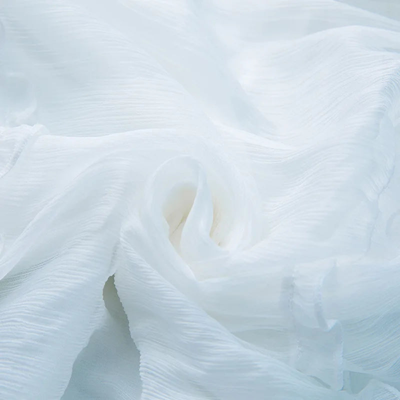 Winsleter, 100%Real Silk Elegant Dresses, Women Half Sleeve ONeck Ruched, Beach Vacation OL Dress, 2024 Summer Autumn D46910QM