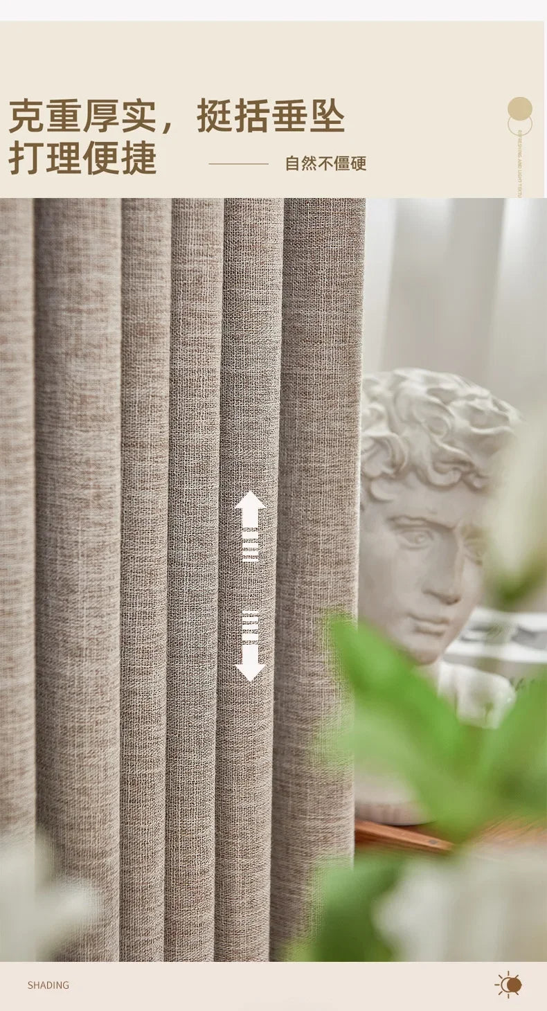 100% Blackout Japanese Modern Simple Curtains for Bedroom Living Dining Room Soundproof Textured Bamboo Window Decor Customized