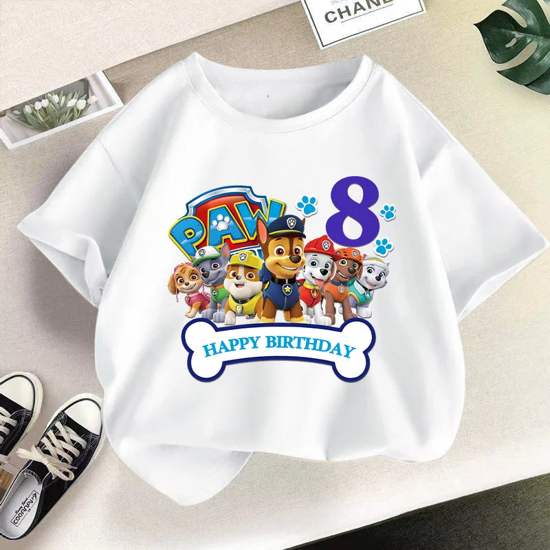 Paw Patrol Child Short Sleeve T-shirt Cartoon Chase Skye Printed Pullover Boys Girls Summer Breathable Casual Cotton Tops Gifts