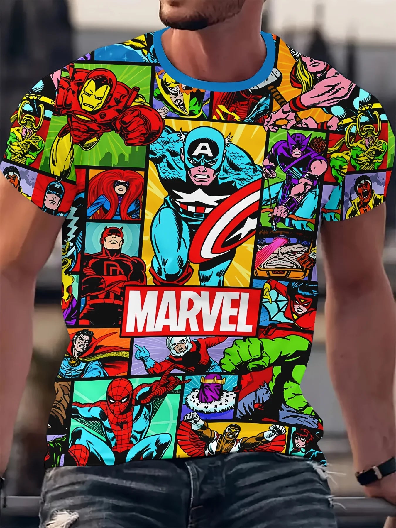 Marvel Heroes T-Shirt Graphic Tee Funny Slogan Letter 3D Print Casual Clothing Vintage Designer Summer New Independence Day Tee