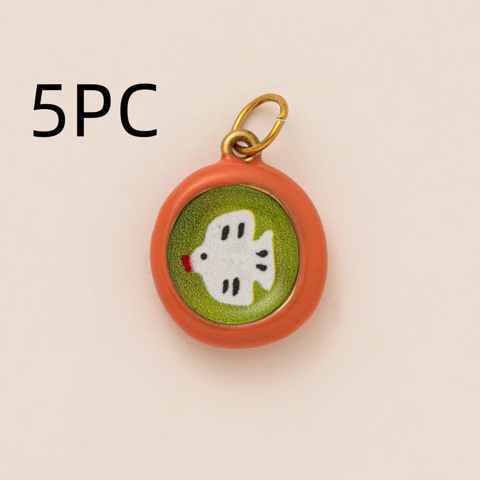 Wholesale 5pcs/lot 18K gold-plated DIY enamel stainless steel pendant, colorful fruit and food handmade jewelry accessories