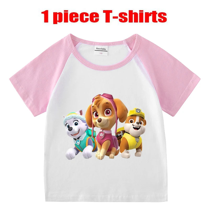 Children's PAW Patrol T-Shirt Kids Clothes Boys Girls Summer Cartoon Tops Short Sleeve Clothes 100% Cotton Baby Clothing