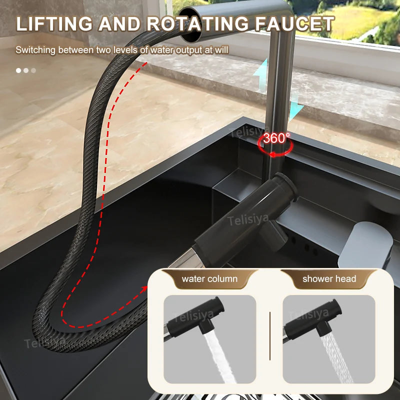 Hidden Sinks Stainless Steel Kitchen Sink Bar Small Single Slot With Lid Wash Basin Balcony Garden Campervan