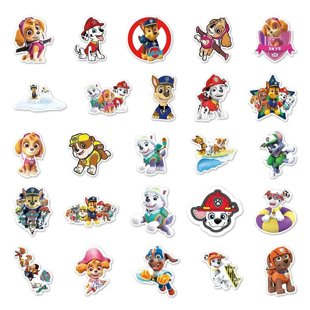 10/30/50PCS PAW Patrol Chase Stickers Cute Cartoon DIY Decoration Waterproof Luggage Notebook Skateboard Fridge Phone Kids Toys