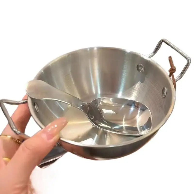 Stainless Steel Household Cuisine Bowl With Handle Rice Wine Bowls Sauce Dish Food Serving Kitchen Tableware