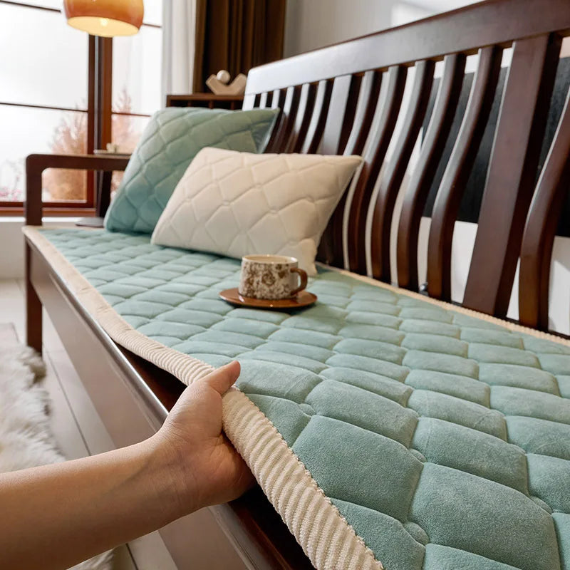 Velvet Solid Wood Sofa Cover Four Season Universal Solid Color Non-Slip Sofa Cushion Sofa Towel Home For Living Room Decoration