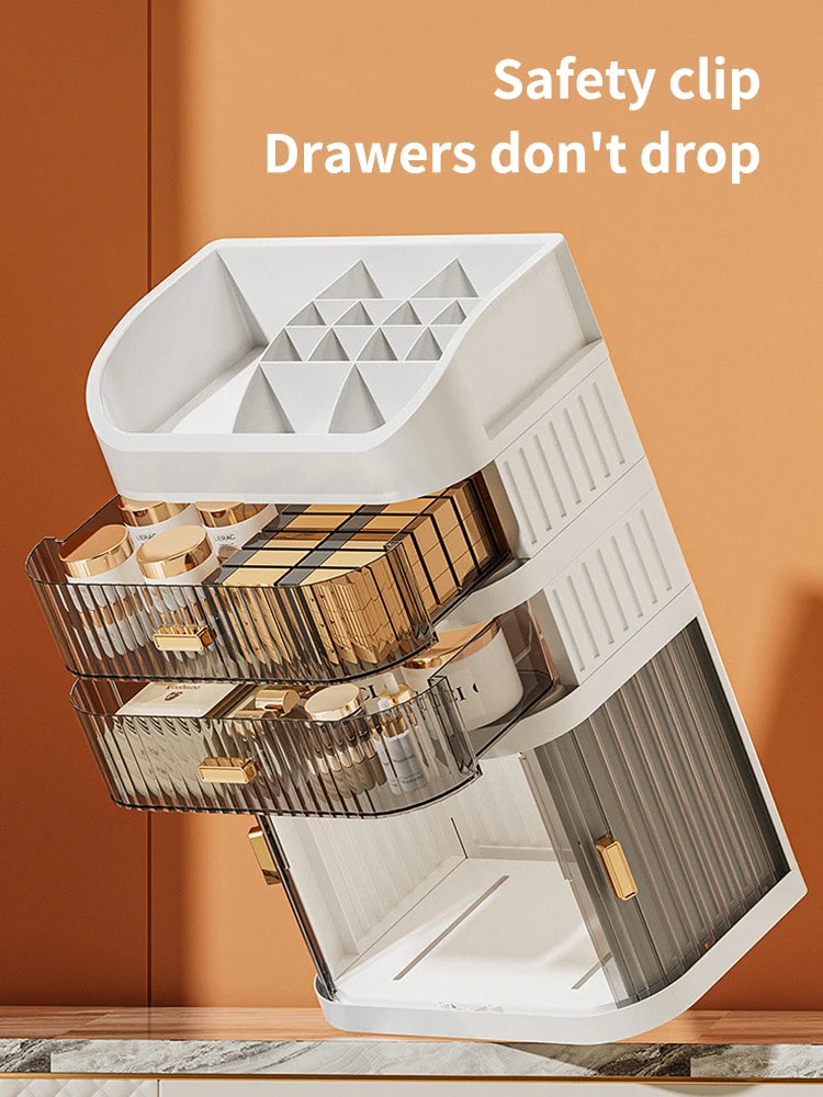 Caja de almacenamiento de cosméticos de gran capacidad, cajón organizador de maquillaje, joyería, esmalte de uñas, contenedor de