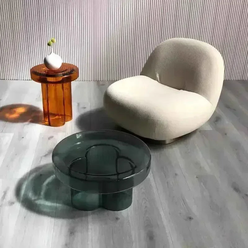 Verre Transparent café moderne rond chevet nordique pétale côté salon meubles créatifs Table ronde