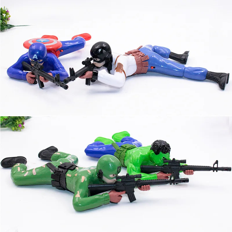 Marvel Peripheral  Crawling Toy Spider Man Captain America Hulk With Gun Crawling Model With Lights Children's Crawling Toy