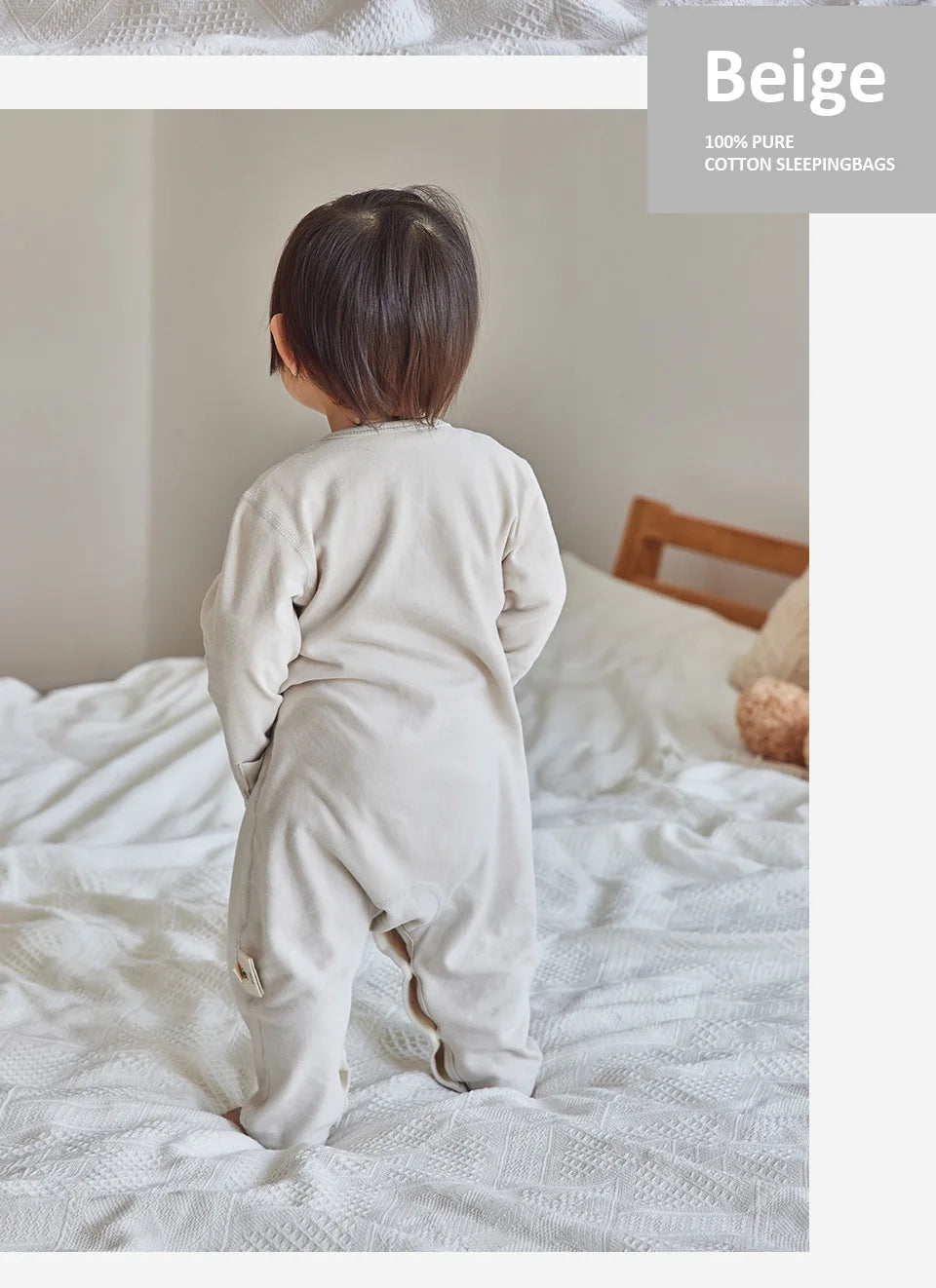 Baby Romper For 3-12Months Spring Thin 1.0Tog Jumpsuit Baby One-Piece Pajamas Soft Split-Leg Sleepwear Easy To Change Diaper