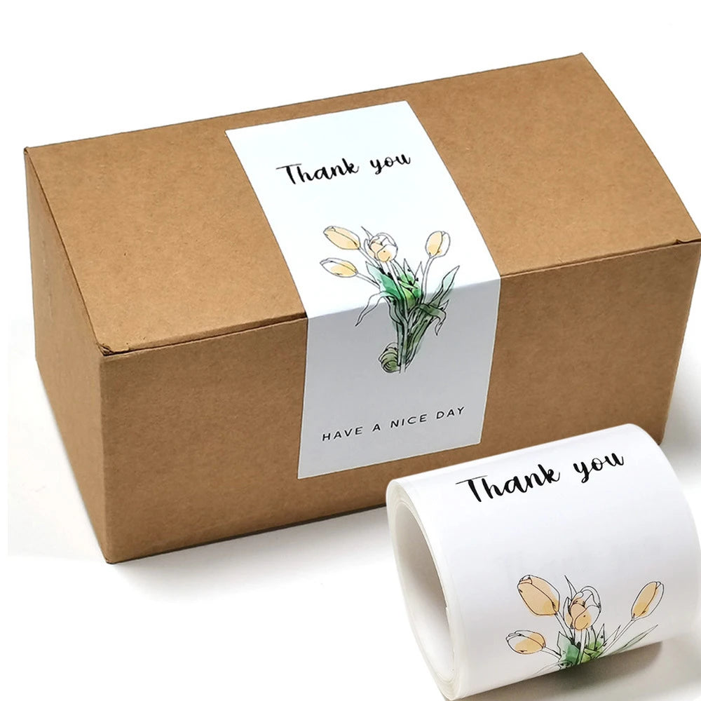 50pcs Flower Thank You Stickers Seal Labels For Gift Or Commodity Decor Stickers Small Business Packaging Sealing Stickers