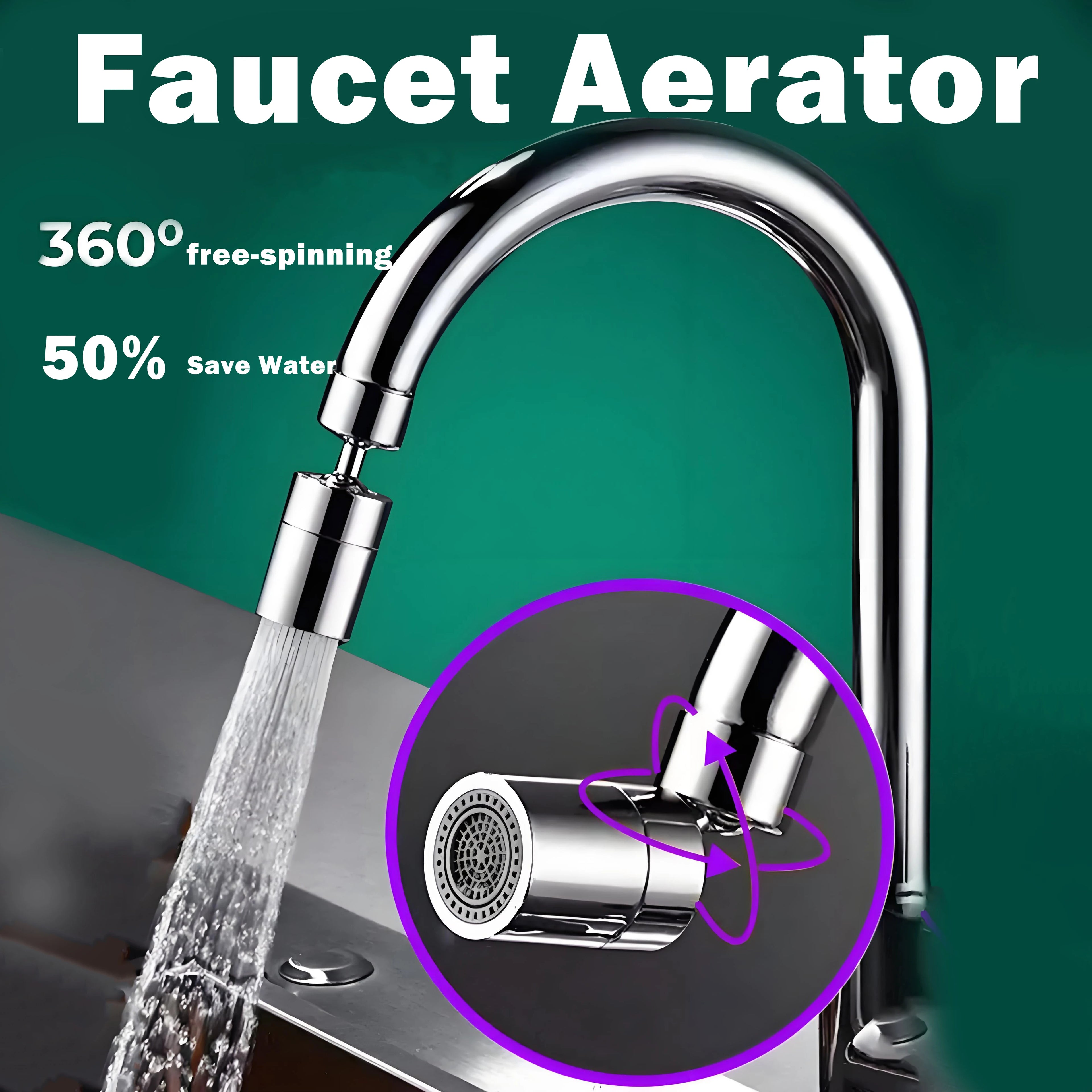 360° Rotary Kitchen Faucet Spray Head Filter washbasin Splash proof Adapter 2 Mode adjustable Kitchen Sink Faucet Aerator