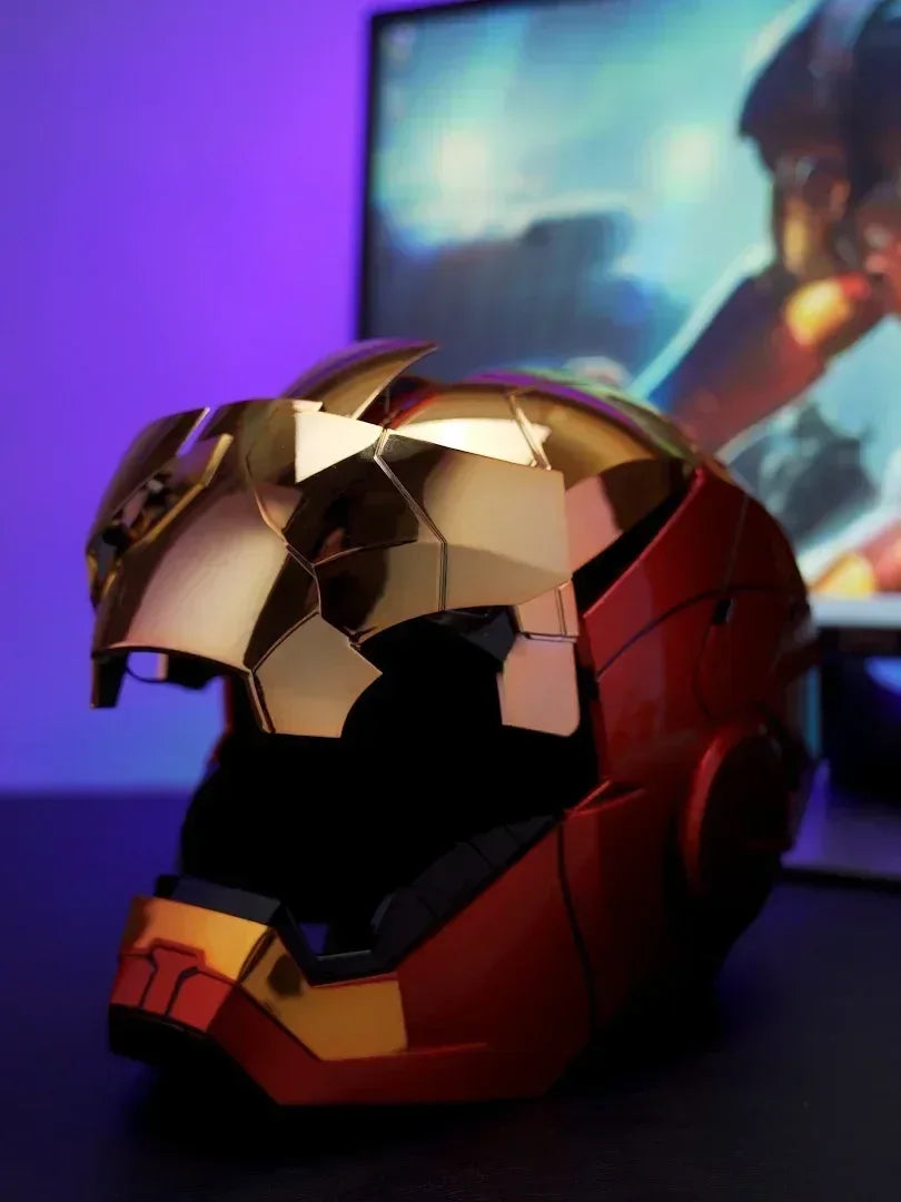 2025 New Marvel Iron Man Helmet Black Gold Black Silver Electric Helmet Voice Controlled Voice Machine Face Mask Toy Birthday Gi