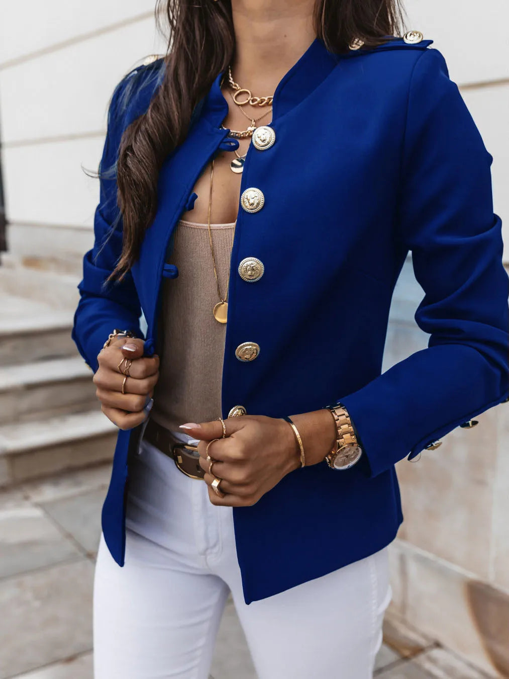 American New Fashion Women’s Solid Color Slim Single-breasted Casual Elegant Trendy Long Sleeve Suit Blazers Female Jacket Coats